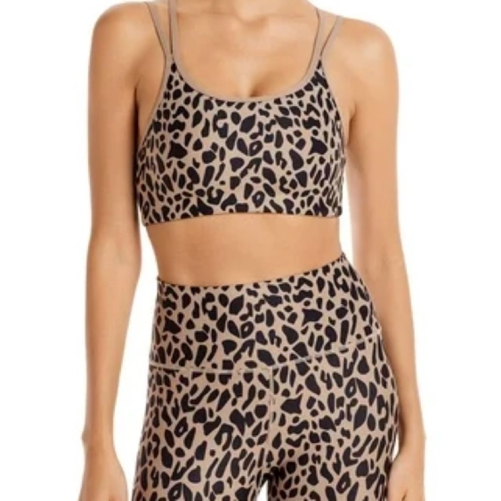 Aqua Leopard Print Sports Bra